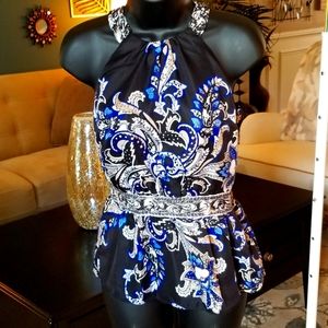 White House Black Market Peplum Halter style top
